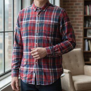 J.CREW Slim red plaid Long Sleeve shirt new with tag size Large